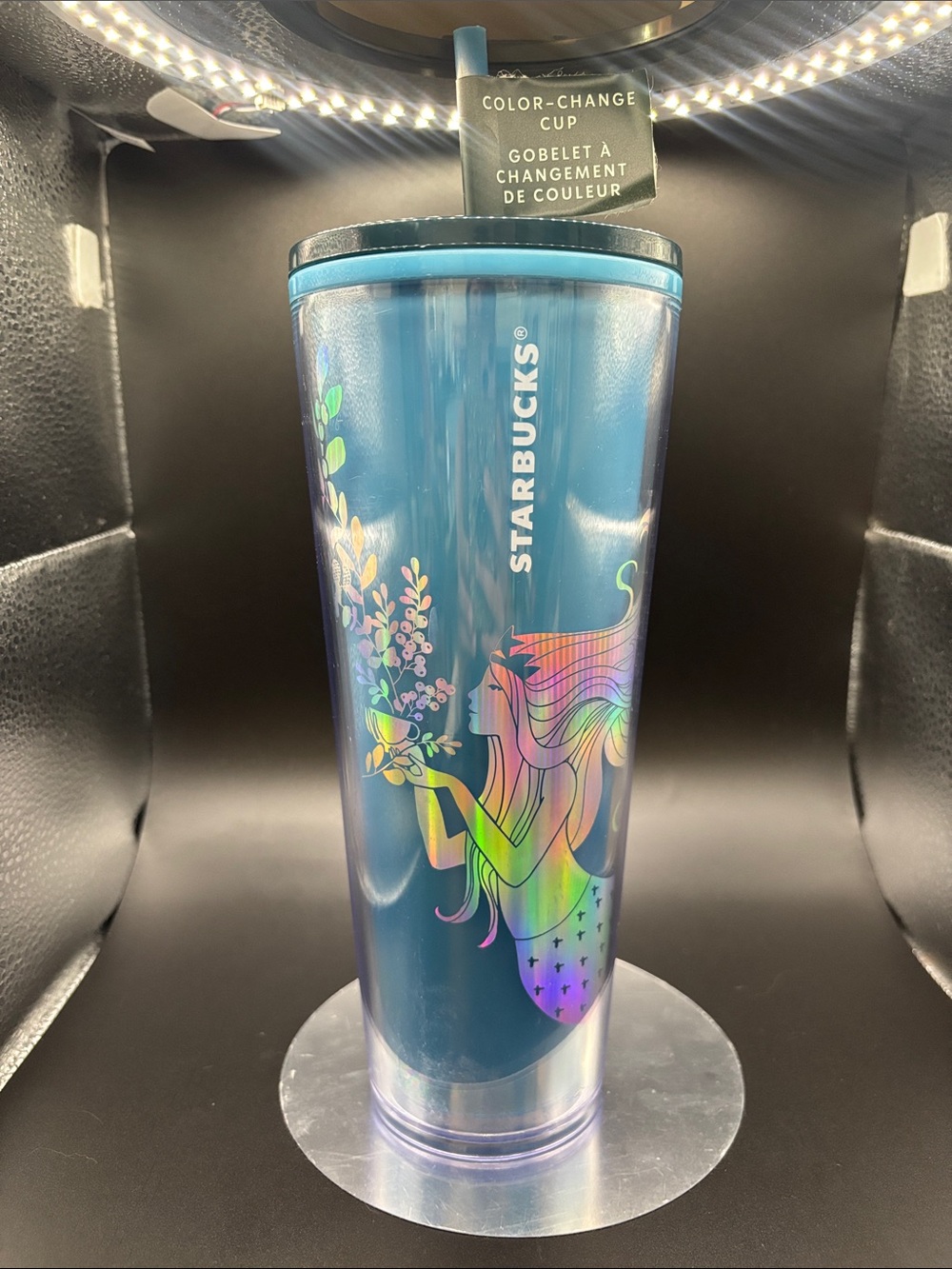 NWT RARE Starbucks Siren Rainbow blue Color changing 24oz tumbler travel cup